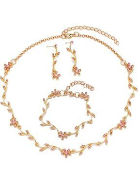 Hapibuy Crystal Bridal Jewelry Set Rhinestone Choker Necklace Earrings Bracelet